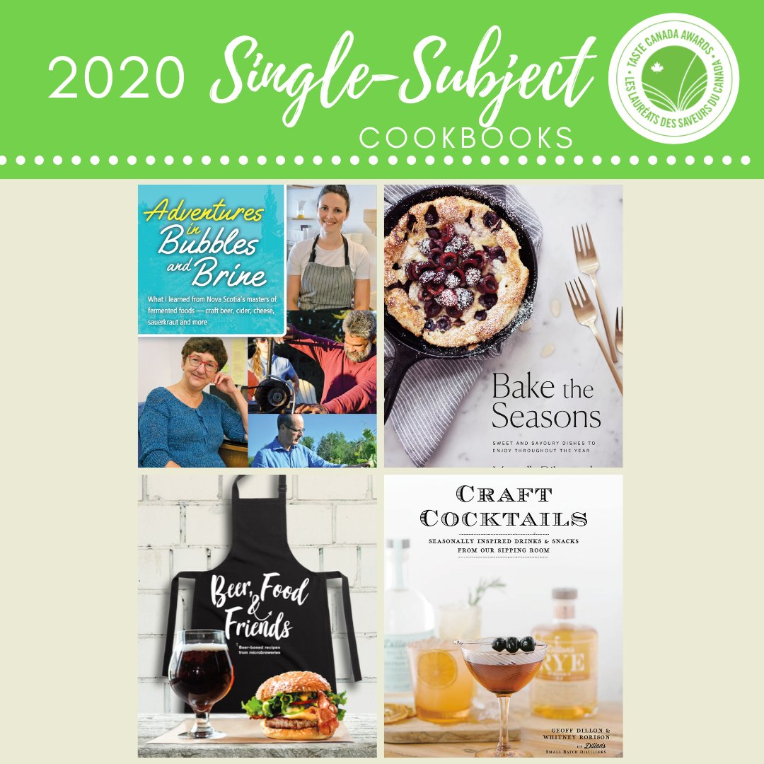 TasteCanada's tweet photo. Next up, 2020 Single-Subject Cookbooks, Eng. Visit https://t.co/6S870exfJh for the full list. @modestmarce @dillonsdistills @dinnerwithjulie @lamadamelebriski @chefmolson @allison_day @jannisescott @charmian_c @joannesasvari @Ricardocuisine #tastecanada #tastelovers #cookbooks https://t.co/h7Psv4tXwn