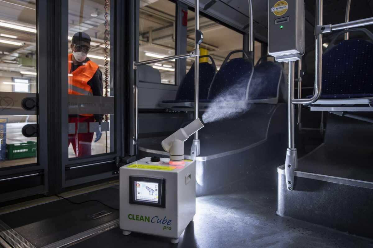 elma_electronic's tweet photo. Elma at Work!
Swiss public bus operator VZO amped their #COVID19 cleaning process. The buses are sanitized nightly with a cold fog machine called Clean Cube, made by Elma. It thoroughly sanitises the interior of the bus. #integration #electronicsenclosures #enclosuredesign https://t.co/otRWBfkQjT