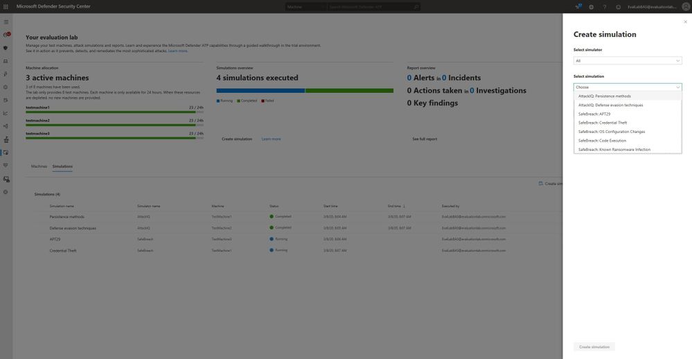MSThreatProtect's tweet photo. We are SUPER thrilled to announce that breach and attack simulations from @AttackIQ &amp; @safebreach are now integrated into Evaluation Lab! Run threat simulations to evaluate Microsoft Defender ATP capabilities with just a few clicks! Learn more on the blog: https://t.co/0QAfdohkdP https://t.co/nVD6cec3yI