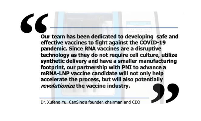 PrecisionNano's tweet photo. https://t.co/tX6yAH4QM3 Today, CanSino Biologics and Precision NanoSystems announced a collaboration to co-Develop a #Covid_19 #RNA Vaccine. PNI will lead development of the mRNA-LNP vaccine and CanSino will lead pre-clinical testing, human clinical trials and commercialization https://t.co/QOnAM5yw6r