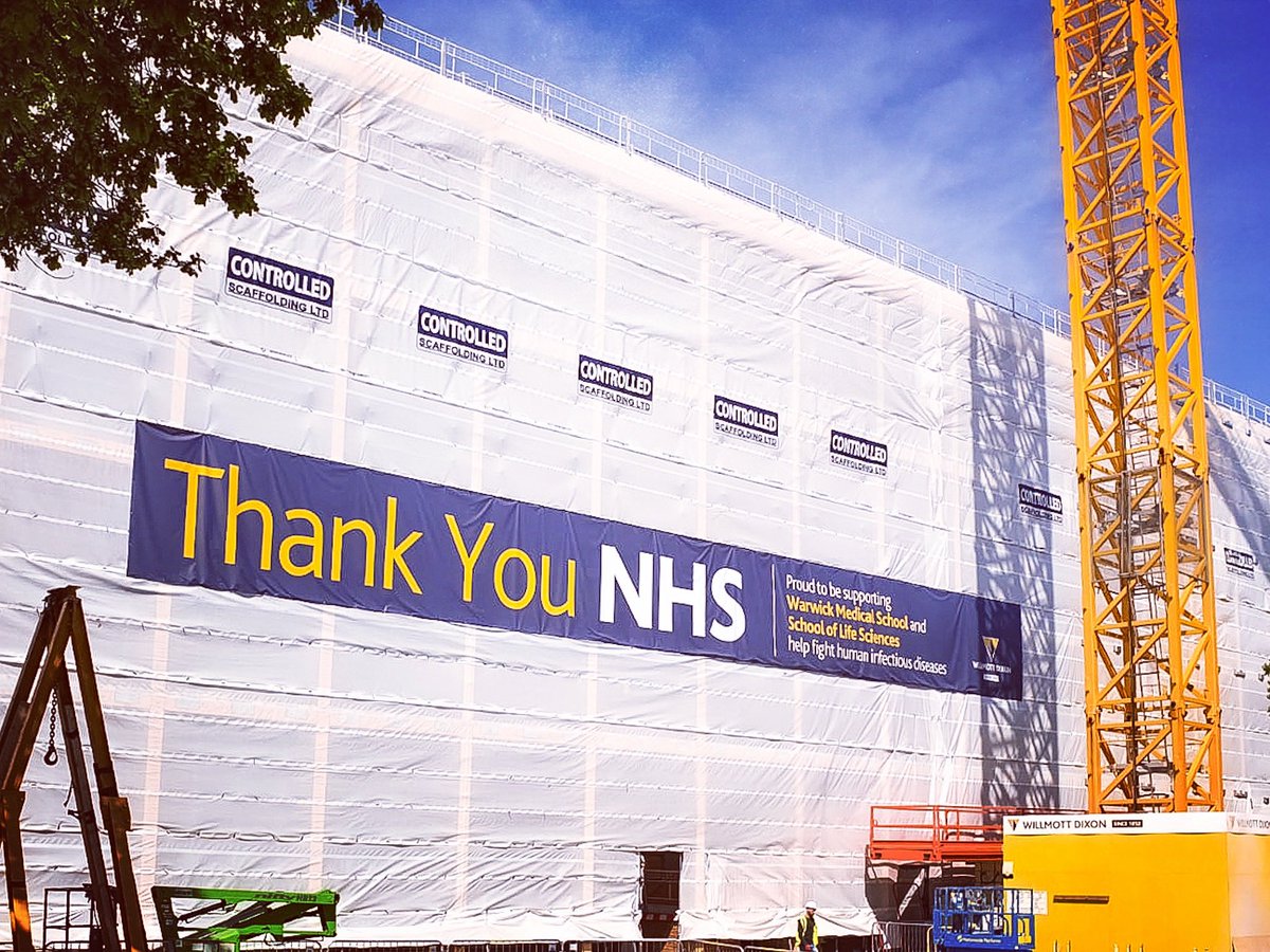 controlledscaff's tweet photo. Thank you NHS  @WillmottDixon #nhs #warwickmedicalschool #scaffolding #monarflex #construction https://t.co/vf33CgYRJm
