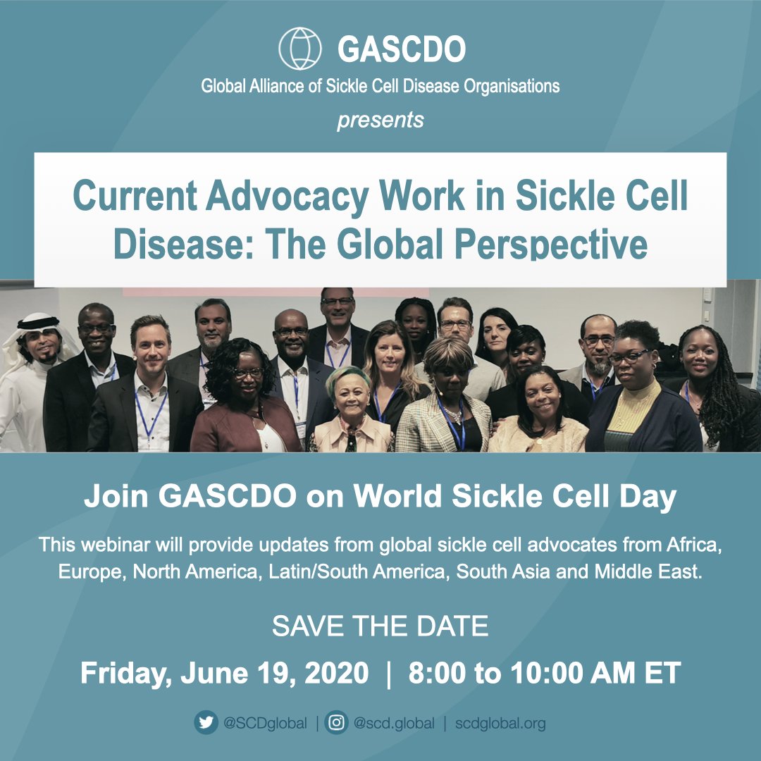 globalscdorgs's tweet photo. Follow link to know what is happening at the Global Alliance of Sickle Cell Disease Organizations *|https://t.co/vL2Ni0W4N3|*
#scdglobal #GASCDO #WSCD2020 #sicklecellawareness #scdadvocacy https://t.co/jZJBxrpeoT