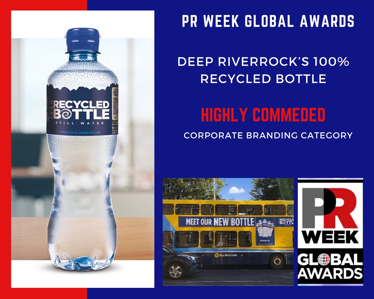 Delighted to announce that our work with <a href="/Deep_RiverRock/">Deep RiverRock</a>’s 100% Recycled Bottle has been awarded Highly Commended in the #PRWeekGlobalAwards Corporate Branding Category. Extremely proud to receive this global recognition 👏🏻 <a href="/PRWeekGlobal/">PRWeek Global Awards</a>