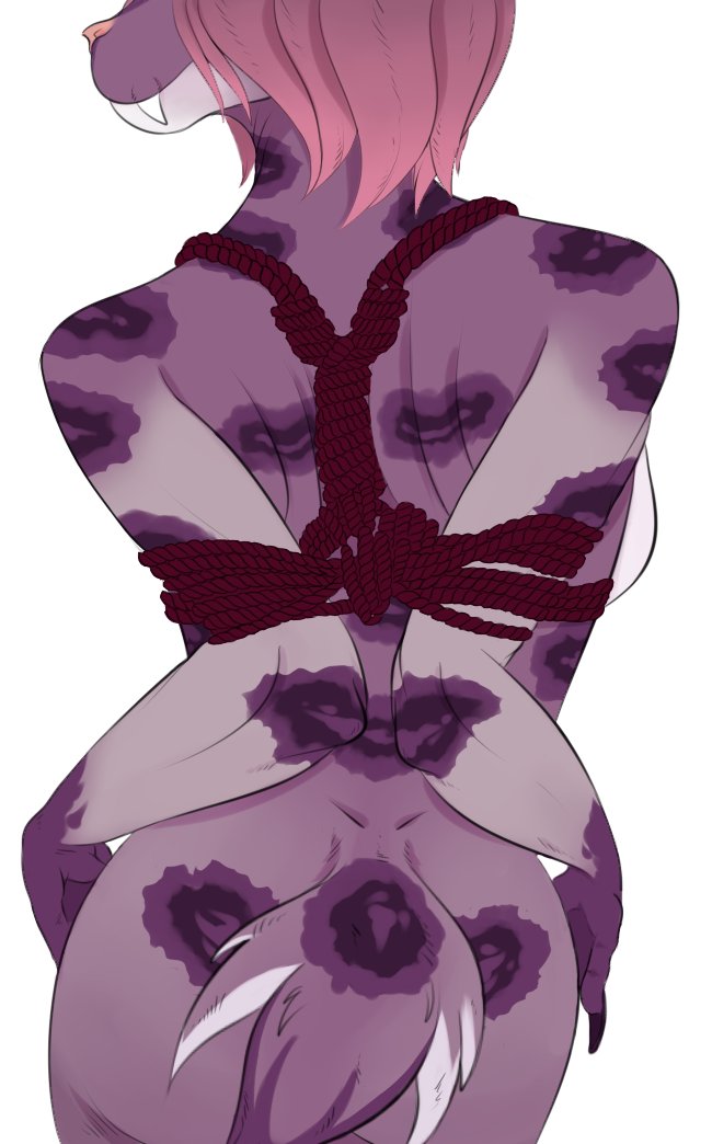 "Oh no, whatever shall I do~ The big bad man has me all tied up, and his throbbing erection keeps getting closer and closer to me... Alas, this may be the end for poor old me~"