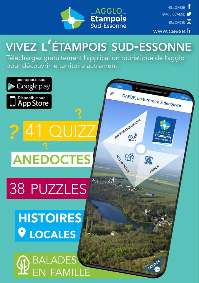 ChloroMobile's tweet photo. Développée et testée pour vous, on l'adore ! N'hésitez pas à vous rendre sur le territoire de la @AggloCAESE  dès que possible pour le découvrir autrement grâce à l'application « « Vivez l’Etampois Sud-Essonne »#JeSoutiensLeTourismeEnFrance
#MadeinChloro #GooglePlay #AppStore https://t.co/8GKoB3lH4Y