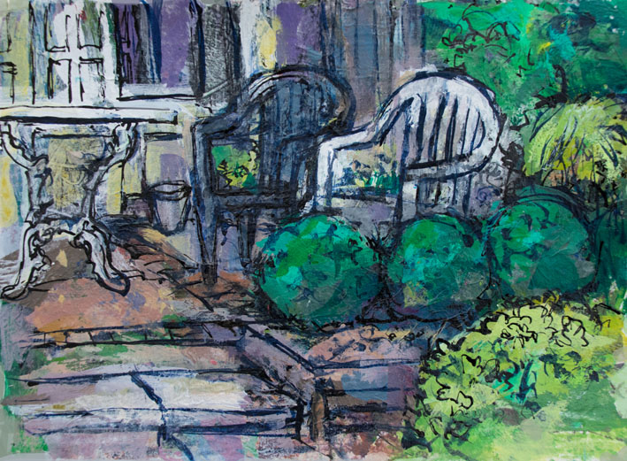 KWilkie_art's tweet photo. Another #sketchbook #drawing of our #garden. #gardensketch #gardendrawing #mixedmediadrawing #thedailysketch #drawingfromhome #ink #collage #acrylic https://t.co/rjiQ42Fags