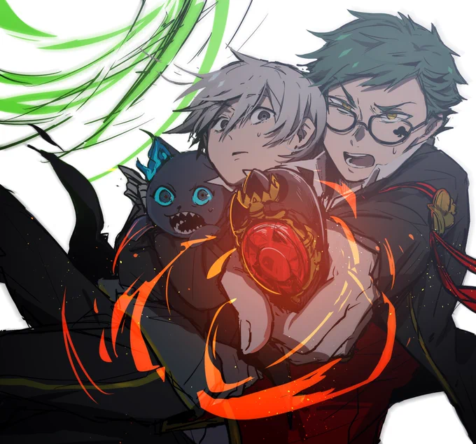 トレ監(♣️?)落書き
⚠️監督生顔あり
グリムを庇って攻撃を受けそうになった監督生を守るトレイ 
