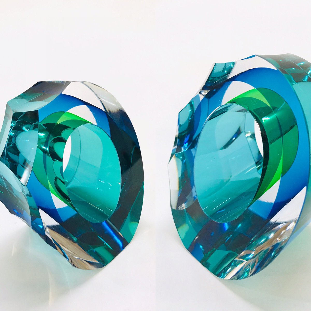 GraemeHawes's tweet photo. Artist pledge, small glass sculptural forms. Deep cut blue and green polished glass. £175.00 https://t.co/yfF3gYjctO