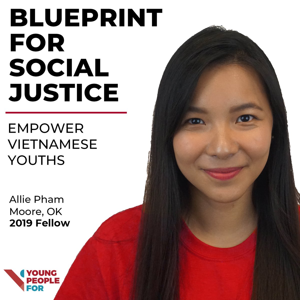YP4's tweet photo. YP4’19 Allie Pham empowers Vietnamese youth to explore their identity and history, to create change in the community. #YP4Fam #BlueprintsInAction https://t.co/0R8Uo9PUG7