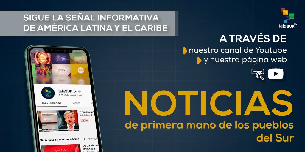 Puedes acceder a todo nuestro contenido informativo desde cualquier lugar del mundo donde te encuentres 

Lo único que debes hacer es conectarte a través de nuestras plataformas: 

🔸Youtube 👉🏿bit.ly/3cNmkHd
🔹Web 👉🏿bit.ly/teleSUR 

#teleSURDondeEstés🌏📺