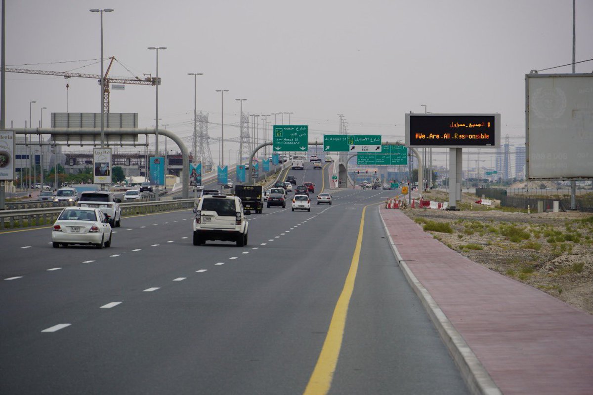 khaleejtimes's tweet photo. #We_are_all_responsible: Have you seen this message displayed on the main roads in Dubai today? 

(KT photos: Abdul Karim, Neeraj Murali) https://t.co/qLtArU7vZy