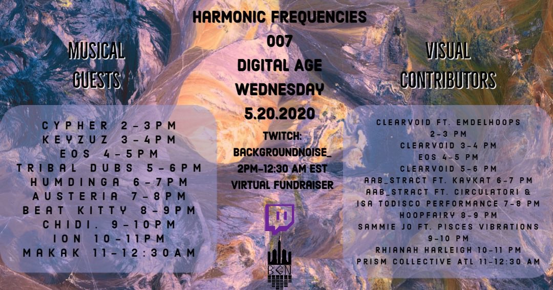 📺 TODAY IS THE DAY 📺
Twitch: BackgroundNoise_
10 hours of music and visual collaboration 🥂