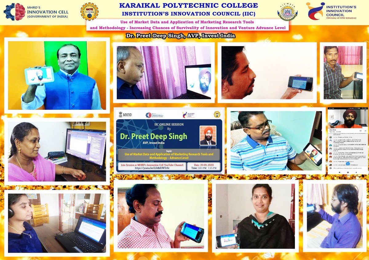 drsandanasamy's tweet photo. The #IIC_Online_Sessions @mhrd_innovation on “Use of Market Data &amp; Application of Marketing Research Tools &amp; Methodology-Increasing Chances of Survival of Innovation &amp; Venture-Advance Level” by Dr @DrPreetDeep, @investindia was knowledgable. @AICTE_INDIA @HRDMinistry #mhrdindia https://t.co/wNwzSelDvd