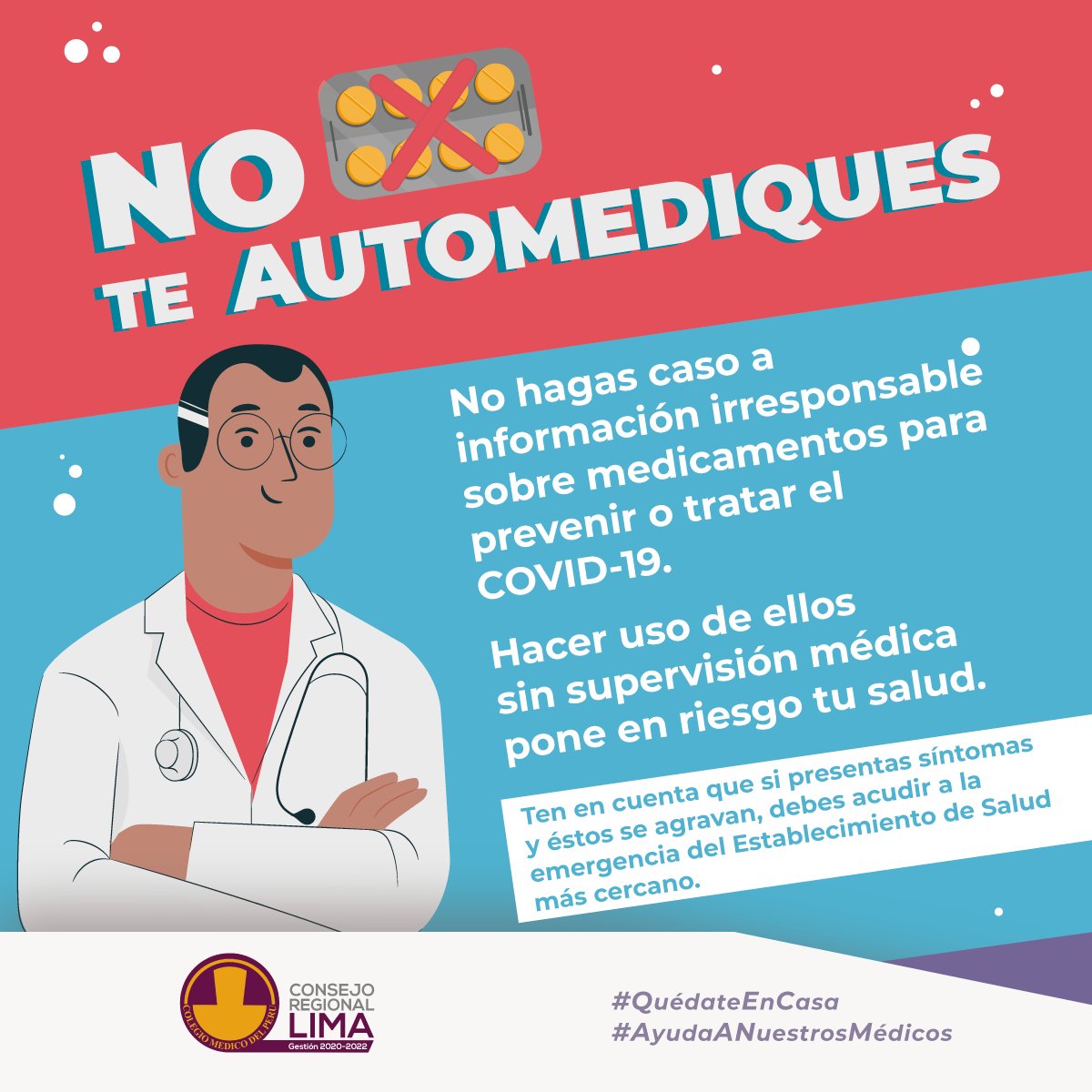 CMPLIMAIII's tweet photo. #NoTeAutomediques❌💊
Recuerda que la mejor forma de prevenir el #COVID19, es practicar el correcto lavado de manos, guardar distancia con los demás, respetar la cuarentena y hacer uso adecuado de la mascarilla. https://t.co/VYmI6q40C8