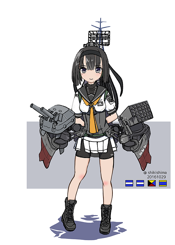 長月(艦これ) 「Fletcherのイラスト見ていると、最近の駆逐艦娘は艤装が左右に拡大して前面投」|しきしまのイラスト