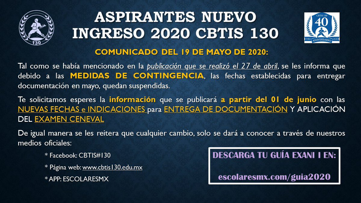 Aspirantes nuevo ingreso 2020 #cbtis130