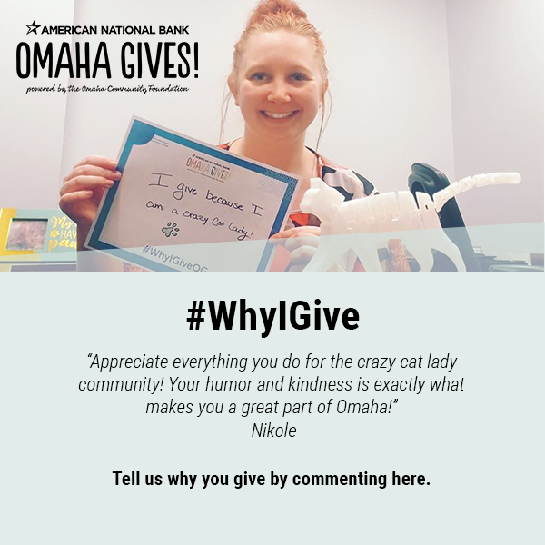 feliusomaha's tweet photo. #WhyIGiveOG Nikole gives to Felius because she is a self-admitted crazy cat lady. Welcome to the club Nikole! πΈ Our organization is built on the belief that building community creates the biggest impact. Why do you give? Comment here and tell us your story. https://t.co/HtcRKuF06A