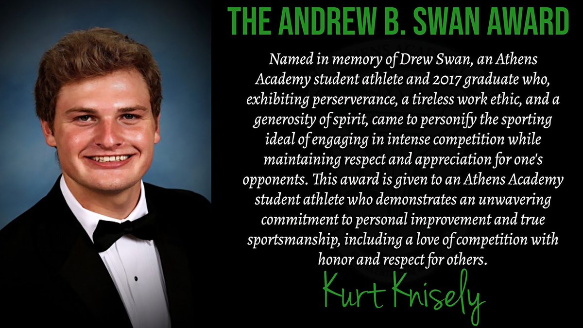 AthensAcademyFB's tweet photo. Perfect recipient of this awesome award! Kurt will be missed greatly and we are excited for him to continue his football career at UGA. 

Kurt is 1 of 5 senior Athens Academy football players going on to play Division 1 College Football.

Go Spartans! #NoPlaceLikeTheA https://t.co/TUI5DjlVGw