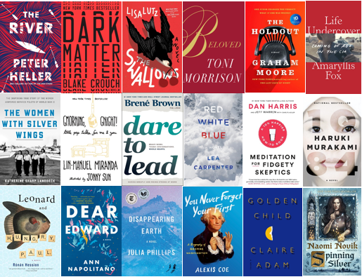 PRHLibrary's tweet photo. Thanks to everyone who tuned into Episode 8 of the #PRHMorningBuzz ! In honor of Memorial Day, here are the titles with Red, White &amp; Blue covers that you submitted! Happy Reading! https://t.co/jD5GSrw01E