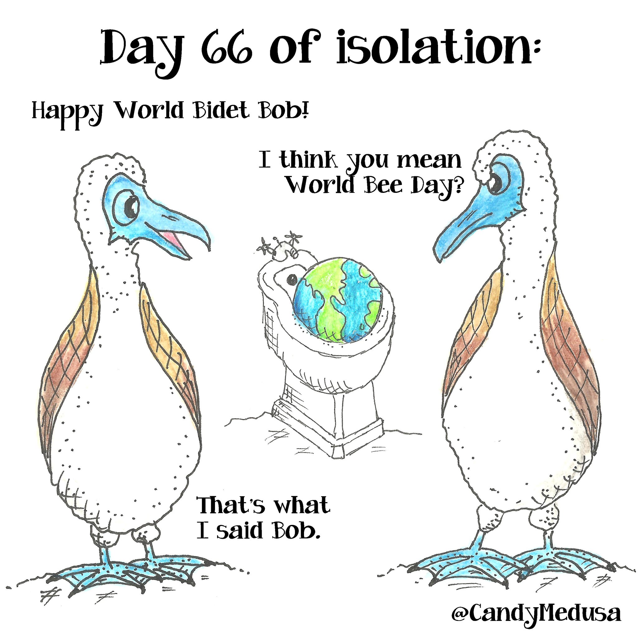 Candy Medusa Artist Marine Scientist Loudmouth I Couldn T Decide Which Terrible Pun I Liked Best So You Get Four Comics For Worldbeeday Boobybirds Cards Via Link In Bio Covid19
