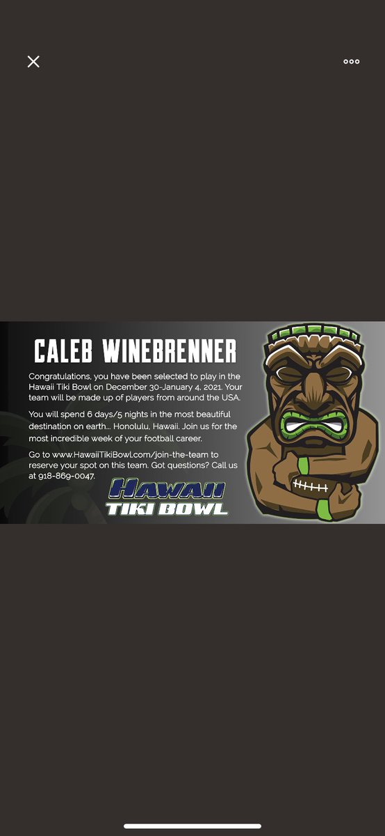 Beyond blessed to be selected to play in the Hawaii Tiki Bowl!! <a href="/HawaiiTikiBowl/">Hawaii Tiki Bowl</a>