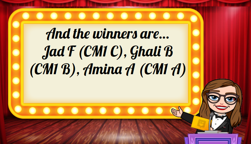 DaudetEnglish's tweet photo. Well done CM1s! And bravo Jad, Ghali and Amina! https://t.co/5ChYfCgbBx