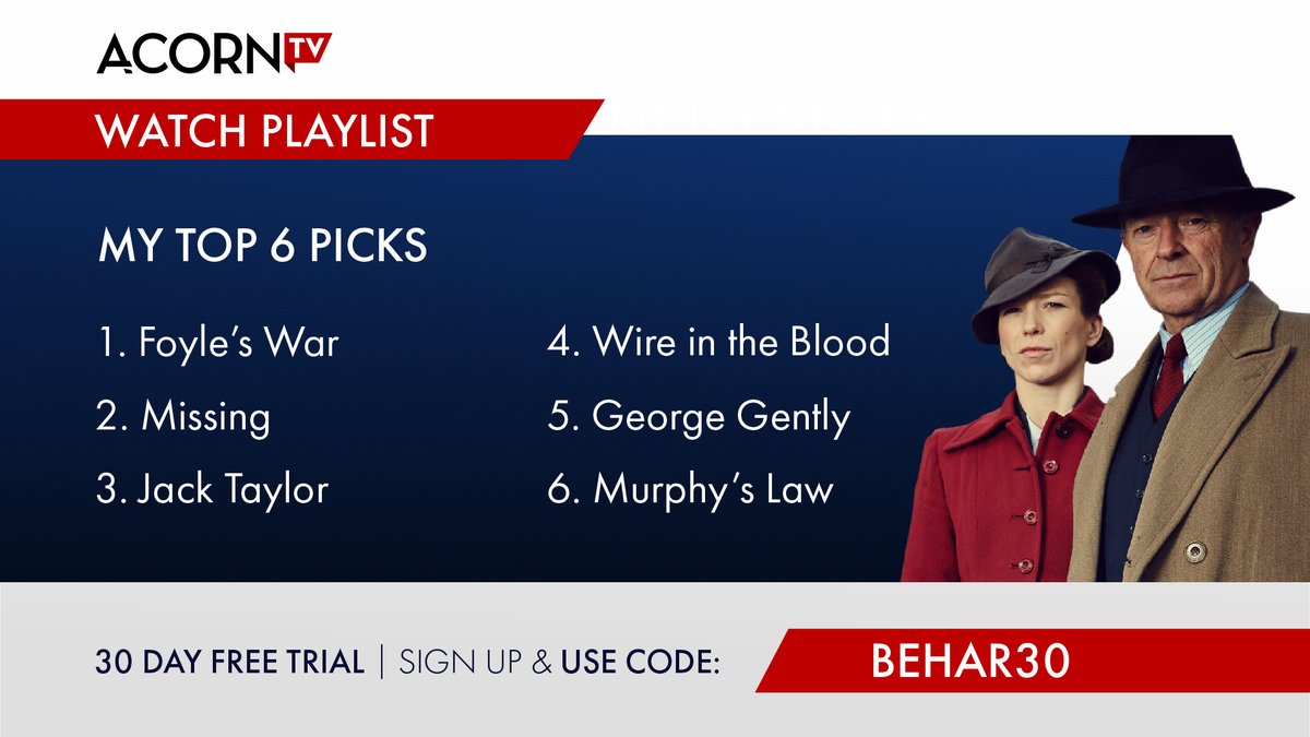 JoyVBehar's tweet image. I am crazy about British detectives! Here are my picks for the best in #BritishTV on @AcornTV! Use the code BEHAR30 for 30 days free: bit.ly/2Lq0uh8

This Friday (5/22), I'll live-tweet while watching Episode 1 of Foyle's War (The German Woman) at 5pm ET. #AcornTVPartner