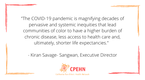 CPEHN's tweet photo. COVID-19 has shown that California must fix inequities in health care for communities of color. Read more from executive director @ksavage713 in @CalMatters. #CenterEquity https://t.co/oEkk08CTPJ https://t.co/7lALd5r92I