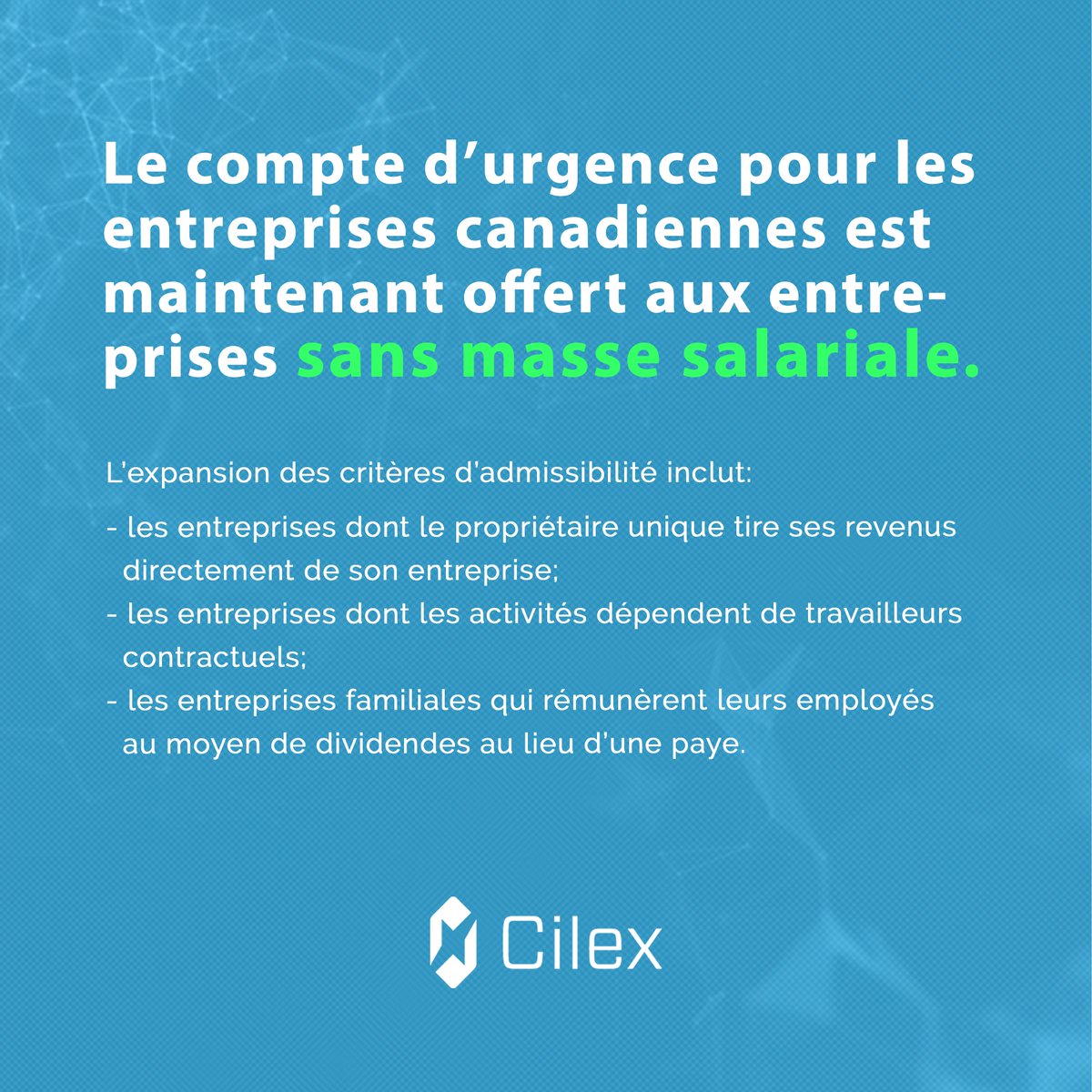 Les demandeurs doivent détenir un compte d’opérations d’entreprise dans une institution financière participante, un numéro d’entreprise de l’ARC, avoir fait une déclaration de revenus en 2018 ou 2019 et avoir entre 40 000$ et 1,5 M$ en dépenses non reportables admissibles. #CUEC