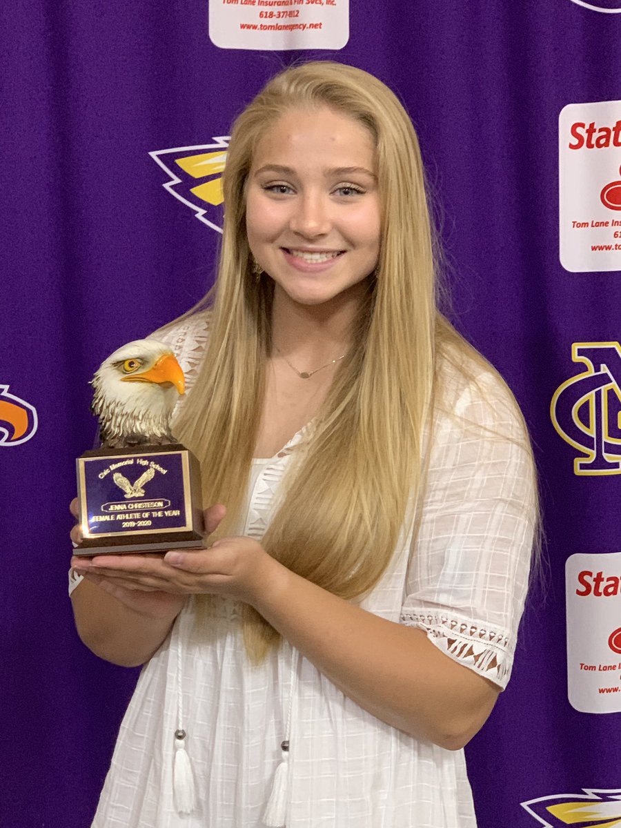 CM_Eagles's tweet photo. Civic Memorial congratulates Jenna Christeson and Nick "Shug" Walker for receiving the female and male Athlete of the Year Award for 2019-2020.  #GoEagles. https://t.co/8RSDqmwgSj