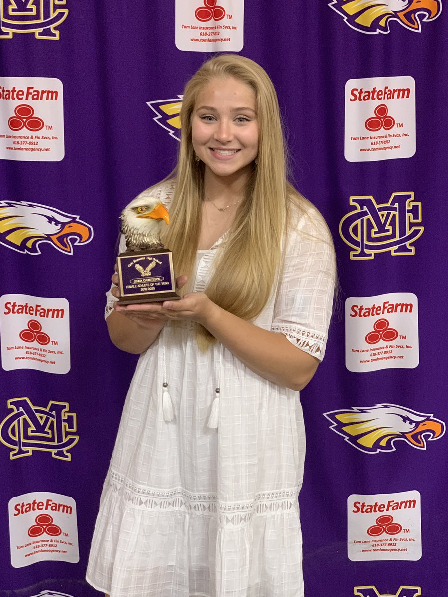 CM_Eagles's tweet photo. Civic Memorial congratulates Jenna Christeson and Nick "Shug" Walker for receiving the female and male Athlete of the Year Award for 2019-2020.  #GoEagles. https://t.co/8RSDqmwgSj