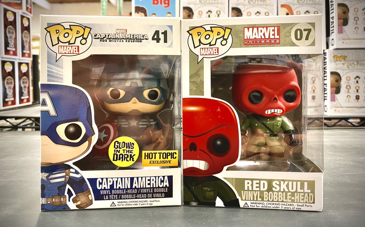 7BucksAPop's tweet photo. Our next installment of #GrailWeek focuses on #Marvel and 2 #Pops that are high up on a lot of Grail lists! We have the original Red Skull, which gives us an adorable take on such a despicable character like Red Skull!  (Hail Hydra) [1/3] https://t.co/fyqy458nU2