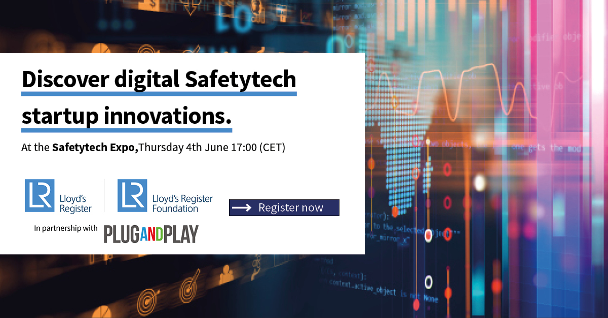 Join <a href="/PlugandPlayTC/">Plug and Play Tech Center</a> #SafetytechExpo and discover digital #startup technologies from LR's #SafetyAccelerator from #AI, to #MachineLearning, to #PredictiveAnalytics. Register and find out more: ow.ly/uqFw30qHQh5 <a href="/SensorAI/">Reality AI</a>, <a href="/SnapDNA/">SnapDNA | Pathogen Analysis</a>, #LexaTexer, <a href="/AuditXprt/">Ai XPRT</a>, <a href="/sensingfeeling/">Sensing Feeling</a>