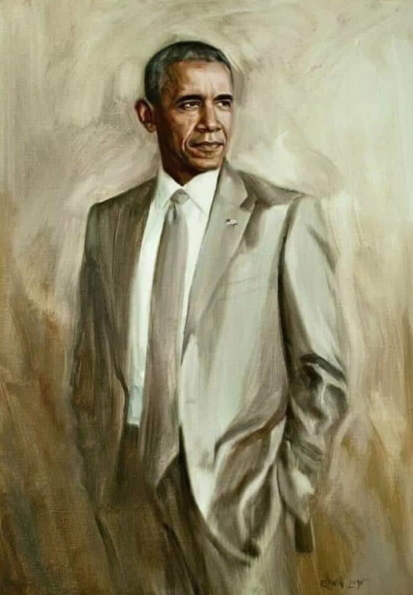 JBLANCE's tweet photo. OMG! A T...T...T...T...T...TAN SUIT!!! #obamasportrait #obamaportrait https://t.co/Mn5Jq7688e