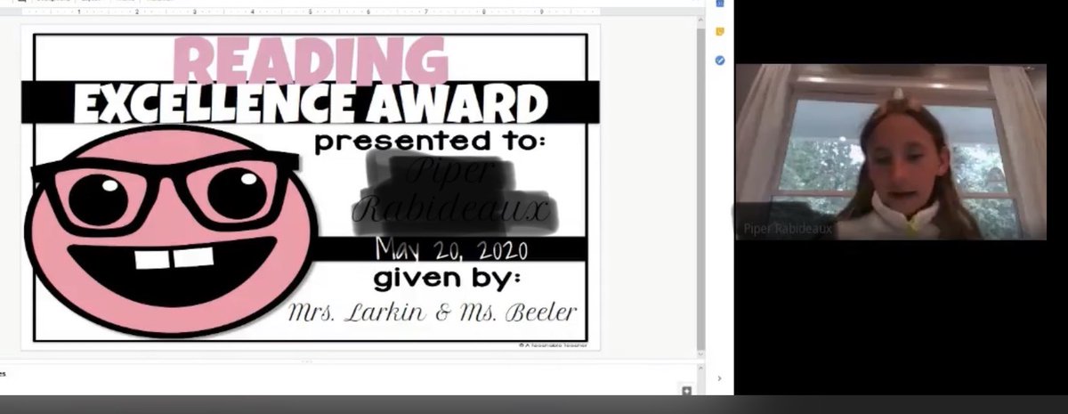 heymrslarkin's tweet photo. Class awards looked a little different this year, but we all felt close even if through a Google Meet ❤️ @EmilyBoatright @APS_SarahSmith https://t.co/SWLW0kP7rK
