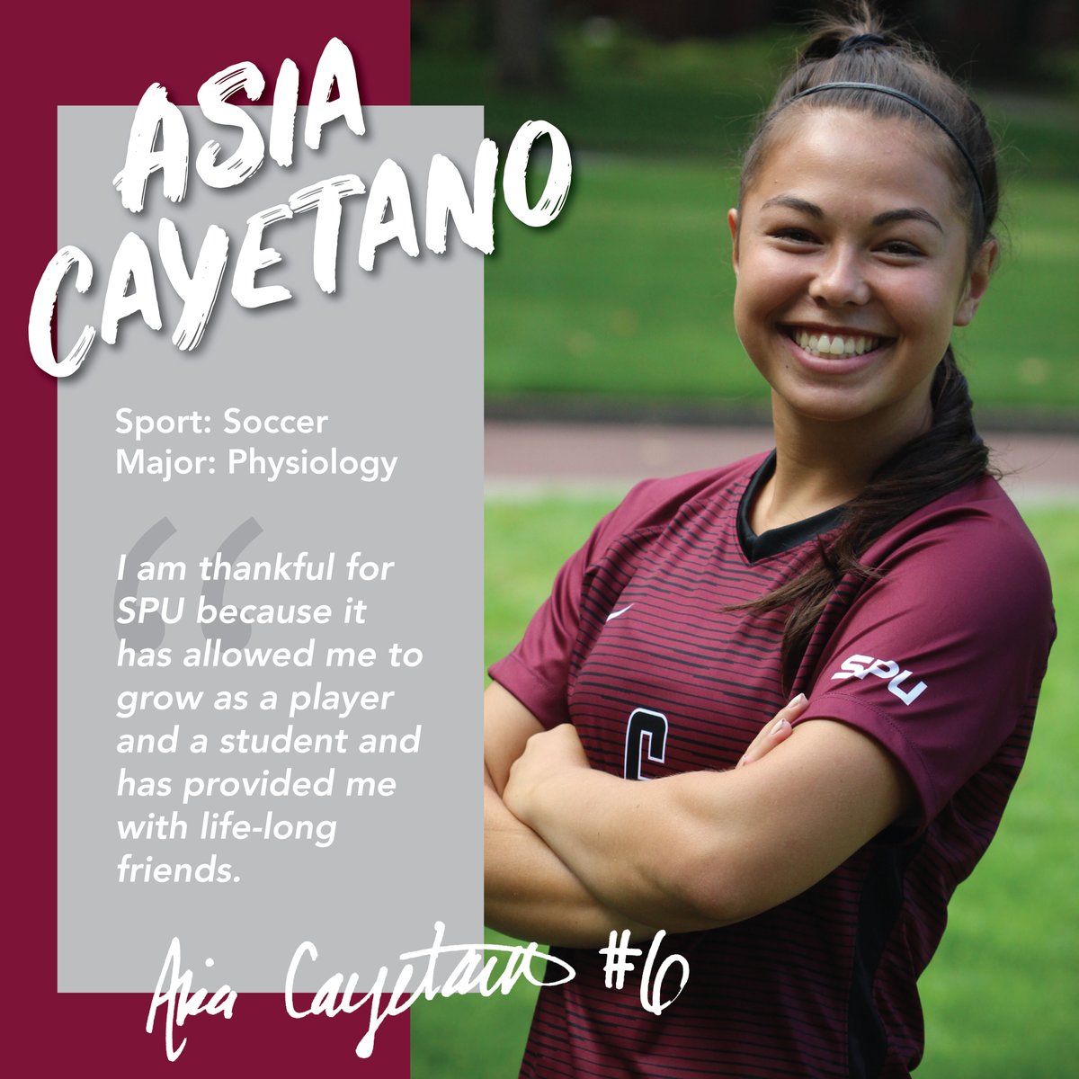 🎓SENIOR SPOTLIGHT: <a href="/asiacayetano/">asia cayetano</a> | Defender from Nampa, ID 
<a href="/spuwomenssoccer/">SPU Women's Soccer</a>
