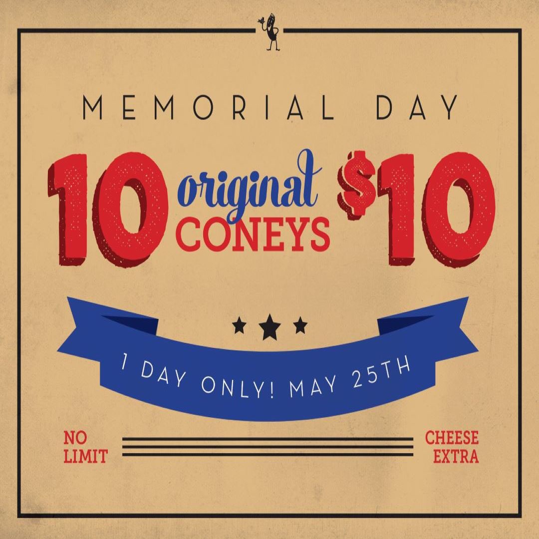 coneyman's tweet photo. What do you have planned for Memorial Day? Hope it includes delicious coneys from JCI! https://t.co/mH8qGkPp2p