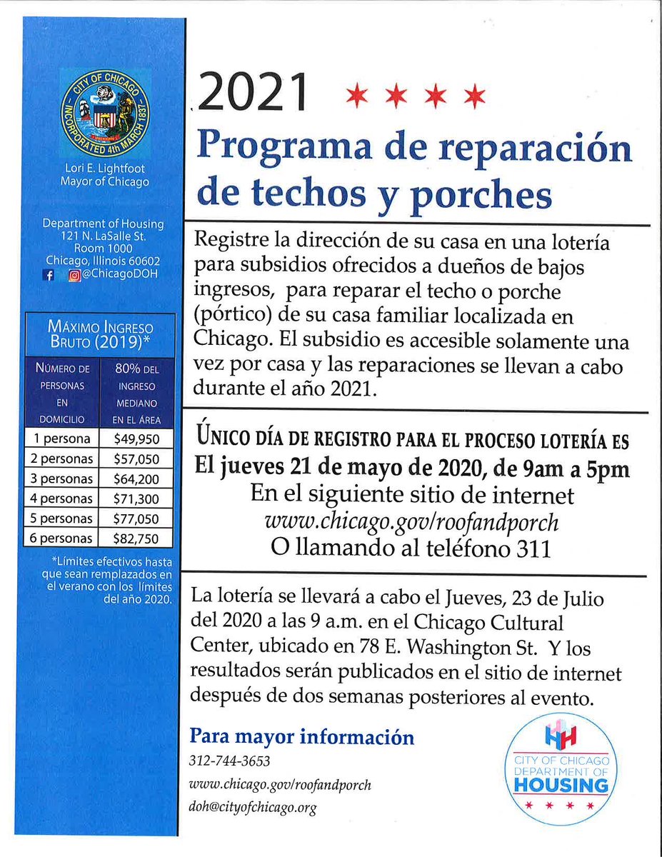 40thforward's tweet image. The City of Chicago 2021 Roof &amp;amp; Porch Repair Program is OPEN TOMORROW AND TOMORROW ONLY from 9AM-5PM! You can apply:

- By calling 311
- At 311.chicago.gov
- @ChicagoDOH's website: bit.ly/2WUP1vb