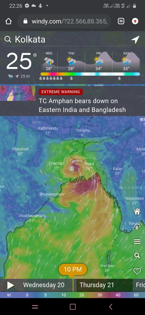 realSuravi's tweet photo. It was really scary. Such a strong entry!! #amphan
#cyclone https://t.co/kb2IZbianH