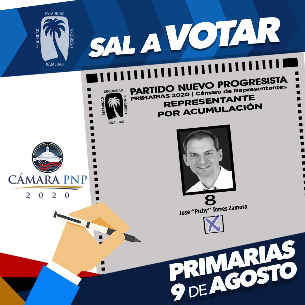 PichyZamora's tweet photo. Con el mismo Compromiso de Trabajo y Servicio al pueblo de Puerto Rico, me presento con mi récord de trabajo a favor de TODOS y por nuestra Gente. Te pido que nuevamente me honres con tu voto a la Cámara  por Acumulación en las próximas Primarias 2020. El Número 8. #CamaraPNP https://t.co/g4CSuOBXH7