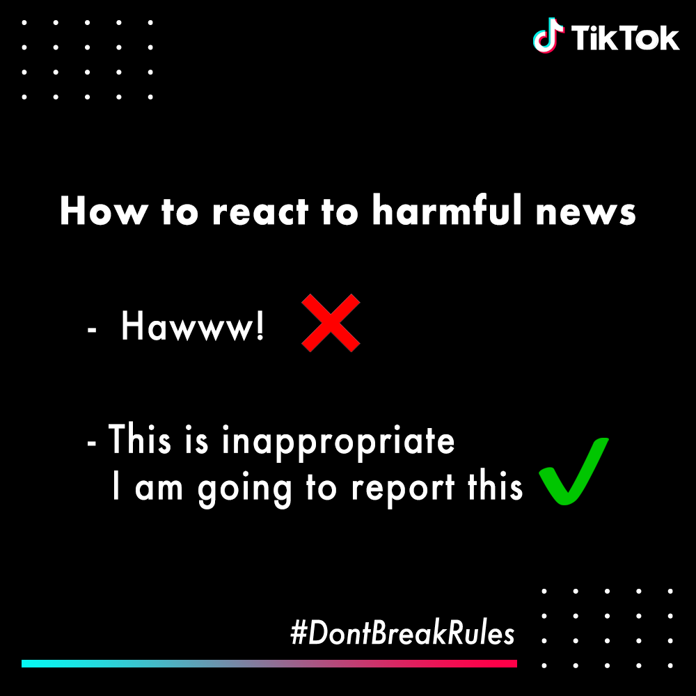 TikTok_IN's tweet photo. Smart logo ke smart reactions. Make TikTok a better place, report if you find something inappropriate. 
#DontBreakRules https://t.co/54Bw6My7rT