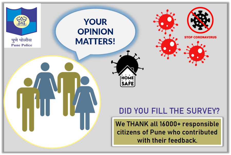 PuneCityPolice's tweet photo. Thank you so much for the enormous response till now for the survey. For those who haven't filled it, below is the link
https://t.co/20q2v8rm8M https://t.co/Dj4RmRDp1C