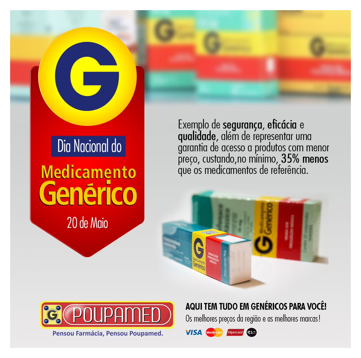 fpoupamed's tweet photo. Neste dia Nacional do Medicamento Genérico, a Poupamed lembra você que possui as melhores marcas e os melhores preços da região! Venha conferir!🙂 #poupamed #farmaciaspoupamed #genéricos #dianacionaldogenérico https://t.co/WHa7FoCvAI