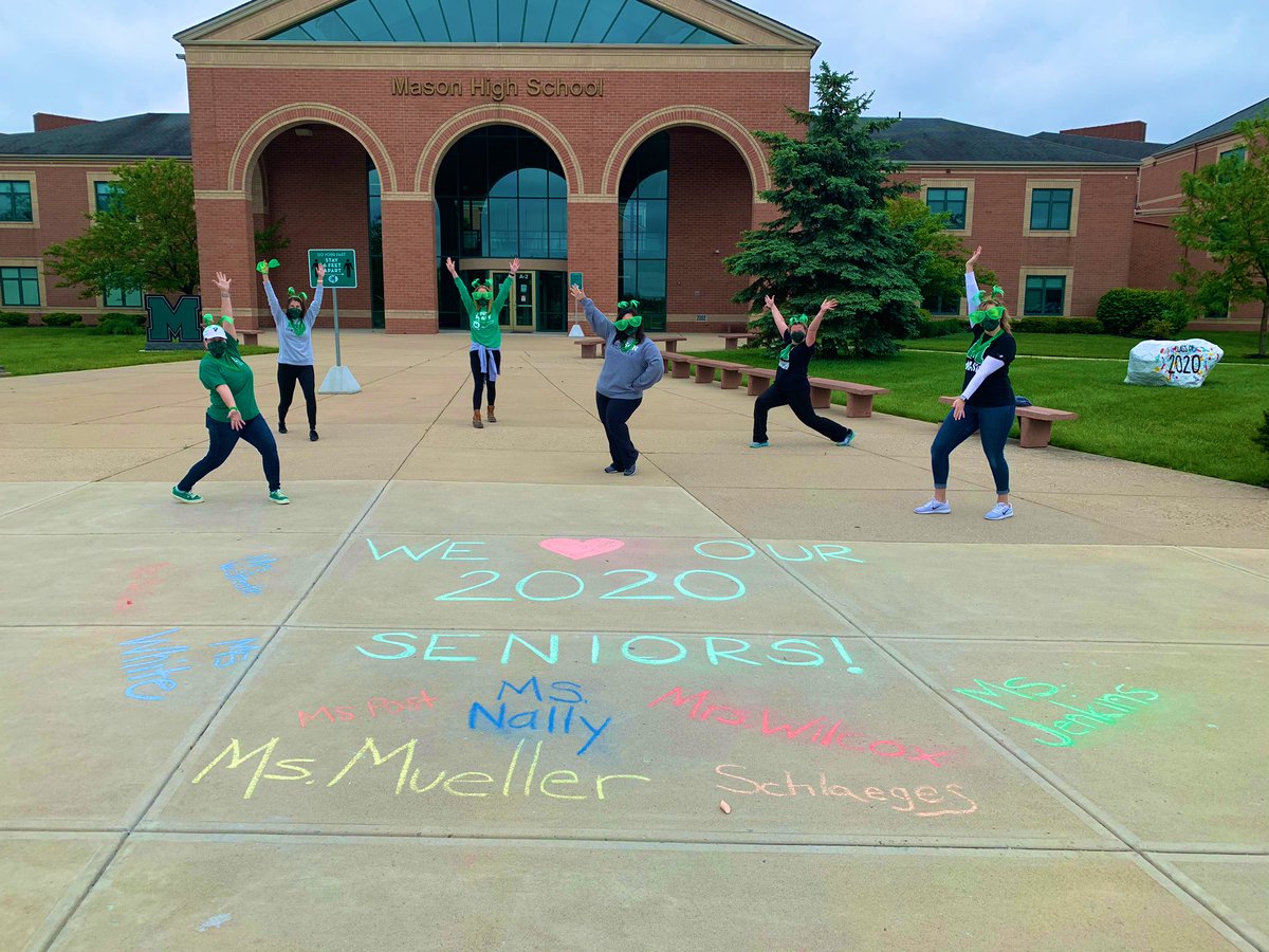Cap and gown pick up was a success! Missed seeing this crew, it was so fun dancing &amp; cheering on our seniors 🎓