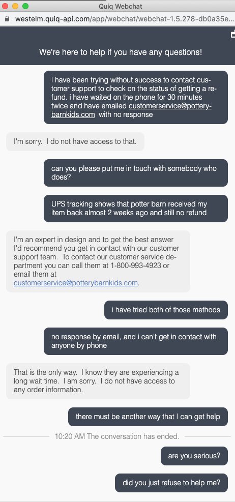 jyzhou's tweet photo. @PotteryBarnKids I've had a very negative experience with your customer support and am hoping that you can help. I've been trying without success to get a refund on an item. See attached image https://t.co/GMu6sGFZmV