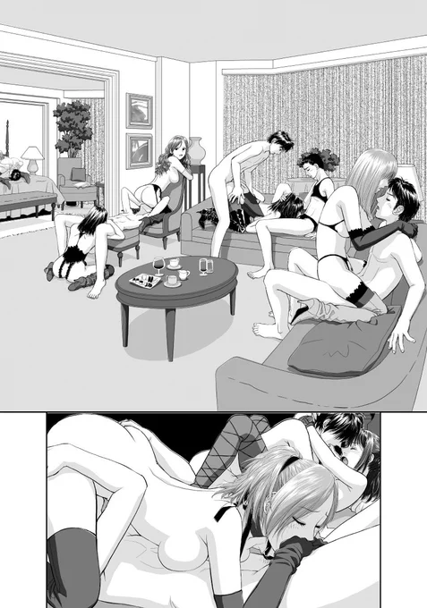 愚作「swing style」から台詞フキダシ擬音無し絵、その,17
オイラの漫画としては、初めての完全ペーパーレス作品
コミスタでペン入れ〜フォトショで彩色しています_φ(‾▽‾)

テーマがアレなのでこんな乱◯シーンも多くなります
一般誌なのでギリギリの所までどう攻めるか…(^^;; 