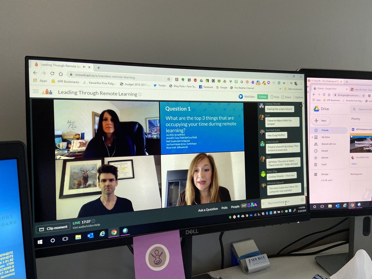 Toadmummy's tweet photo. So enjoying the #leadingthroughremotelearning webinar this afternoon! So much expertise in the room! Thank you! @RosaIsiah @JCasaTodd @SaneeBell @drneilgupta @BethHouf @JayBilly2 https://t.co/x3AFZXK8KR