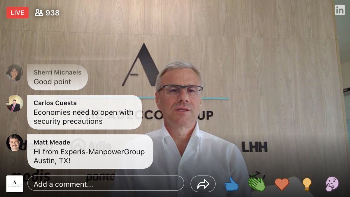 AdeccoGroup's tweet image. 🔴LIVE NOW: What does a safe return to the workplace look like? @AdeccoGroup&apos;s @AlainDehaze, @ManpowerGroup&apos;s @JonasPrising &amp;amp; @Randstad NV&apos;s Jacques van den Broek discussing the #SafelyBackToWork alliance  

⚡️linkedin.com/posts/theadecc…