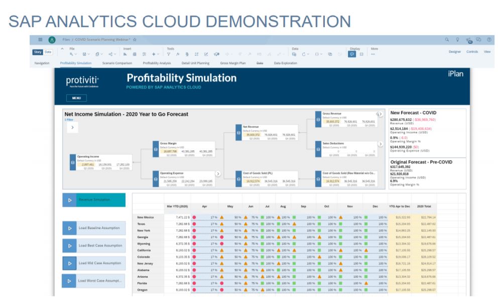 Protiviti's tweet image. @Protiviti&apos;s Steve Freeman considers the range of business modeling techniques being used now to predict post-COVID-19 scenarios and offers a live demo of #SAP Analytics Cloud - live #PROwebinar #PredictiveForecasting #EnterpriseResilience #SAPAnalyticsCloud