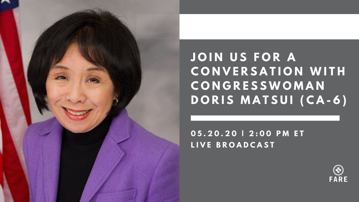 It's not too late! Join us for a live conversation with <a href="/DorisMatsui/">Rep. Doris Matsui</a> (CA-6) at 2:00 p.m. EST. bit.ly/3cvDMzW #Live #Advocacy #FoodAllergy #FASTERact #advocacy